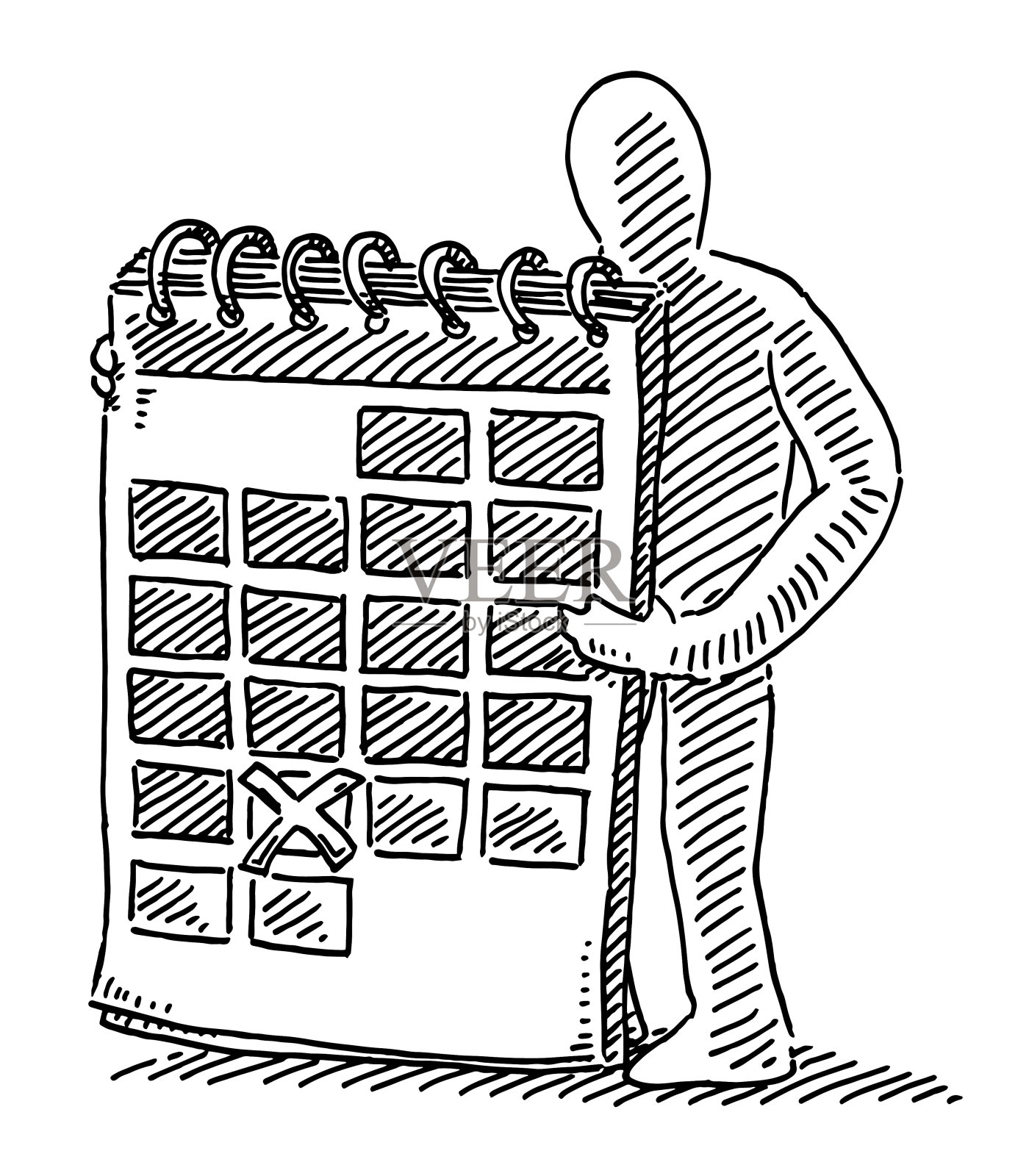 人的数字与日历绘图插画图片素材