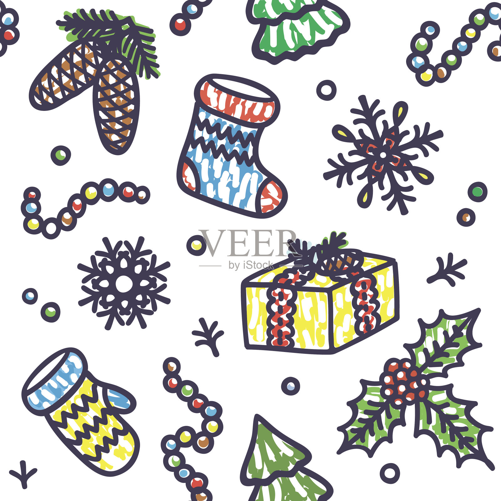 冬季无缝图案插画图片素材