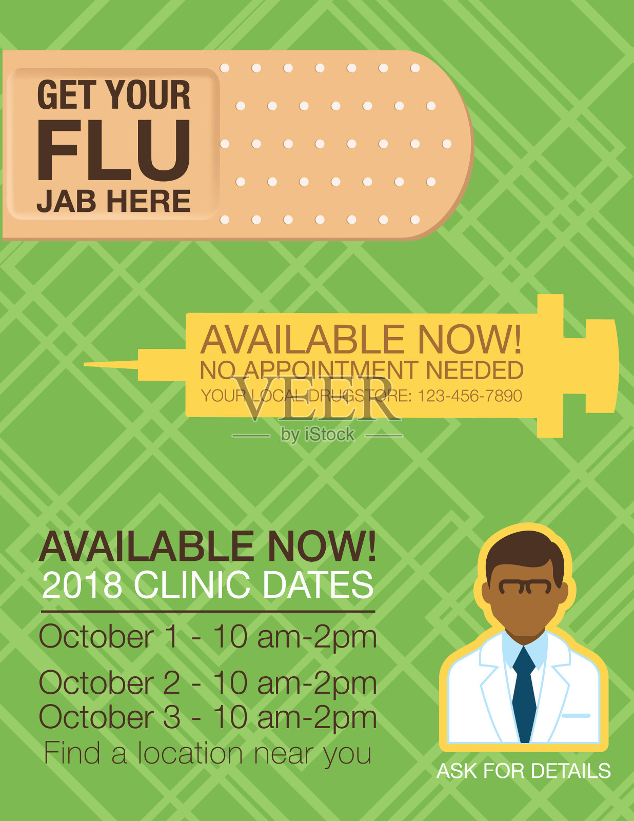 流感疫苗诊所海报的抽象背景插画图片素材