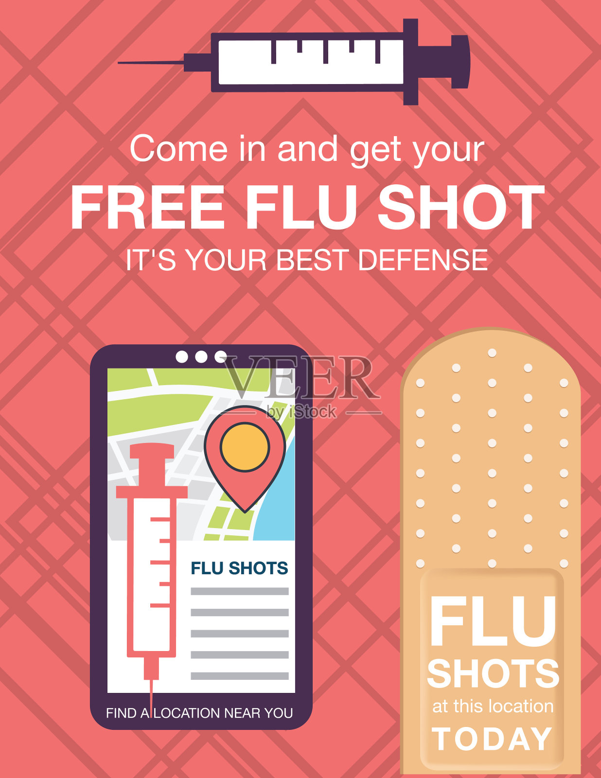 流感疫苗诊所海报的抽象背景插画图片素材