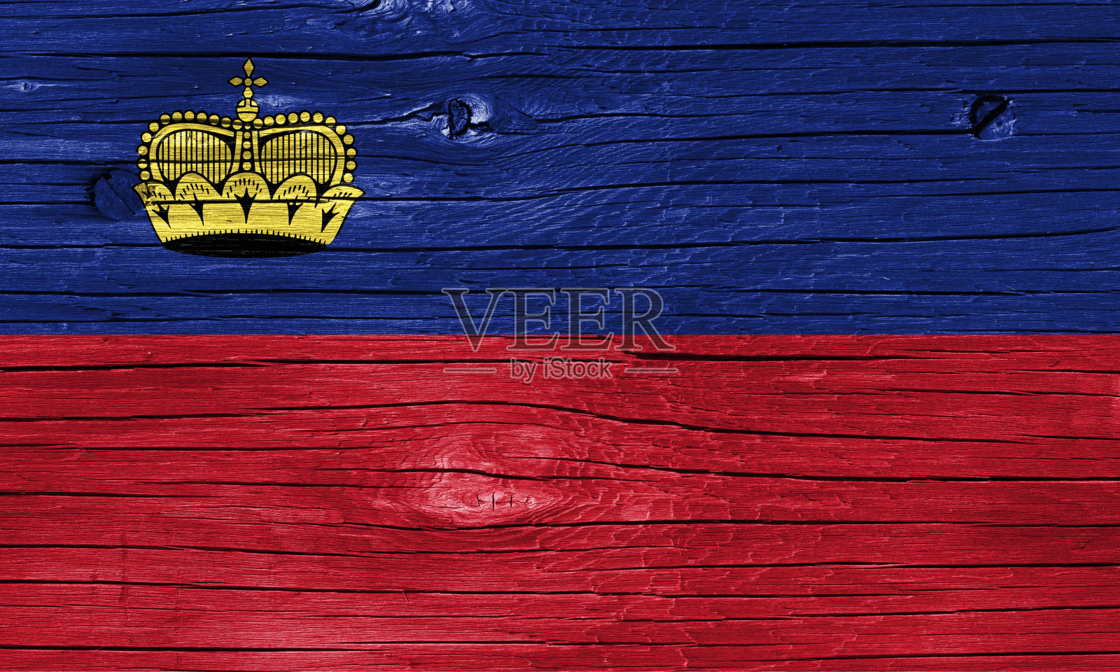 木头上的列支敦士登国旗照片摄影图片