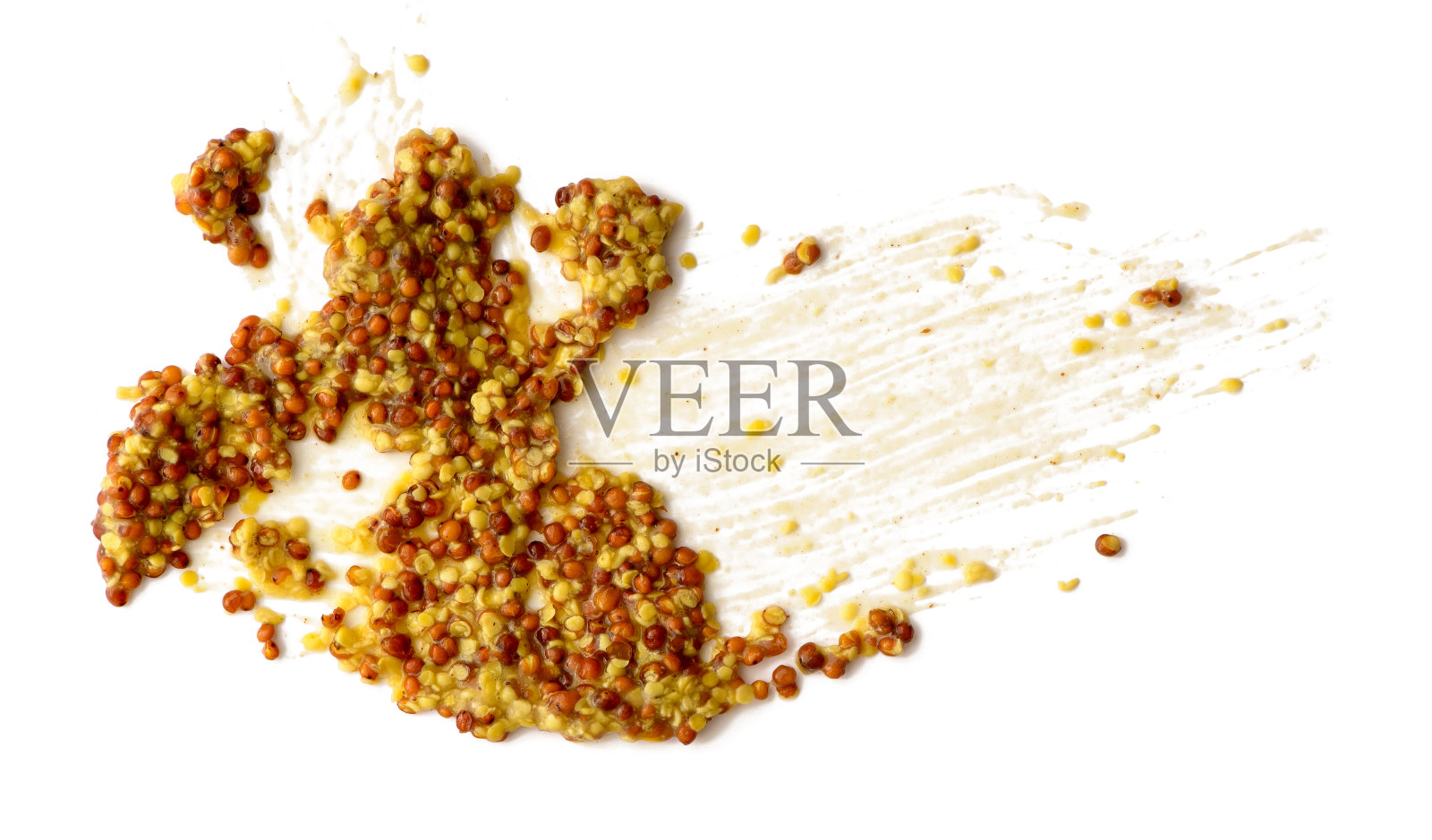 将芥末酱涂在孤立的白色背景上照片摄影图片