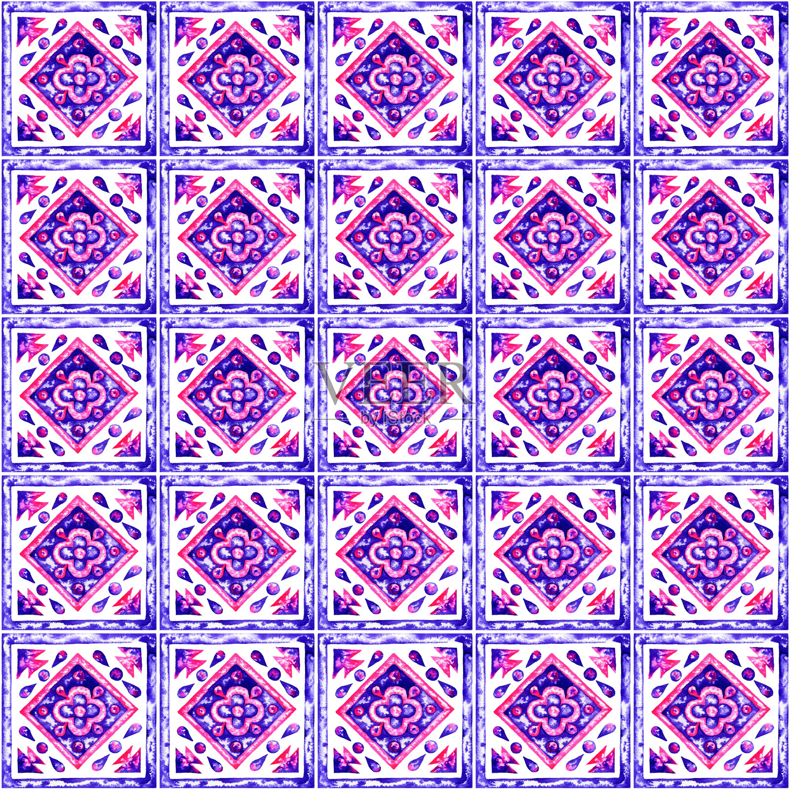 抽象手绘几何水彩无缝图案插画图片素材