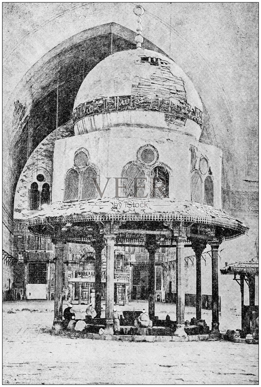 古董照片：埃及开罗的净身喷泉照片摄影图片