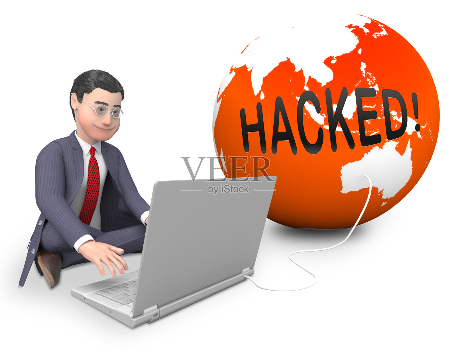 网站被黑客攻击的网络安全警报3d插图照片摄影图片