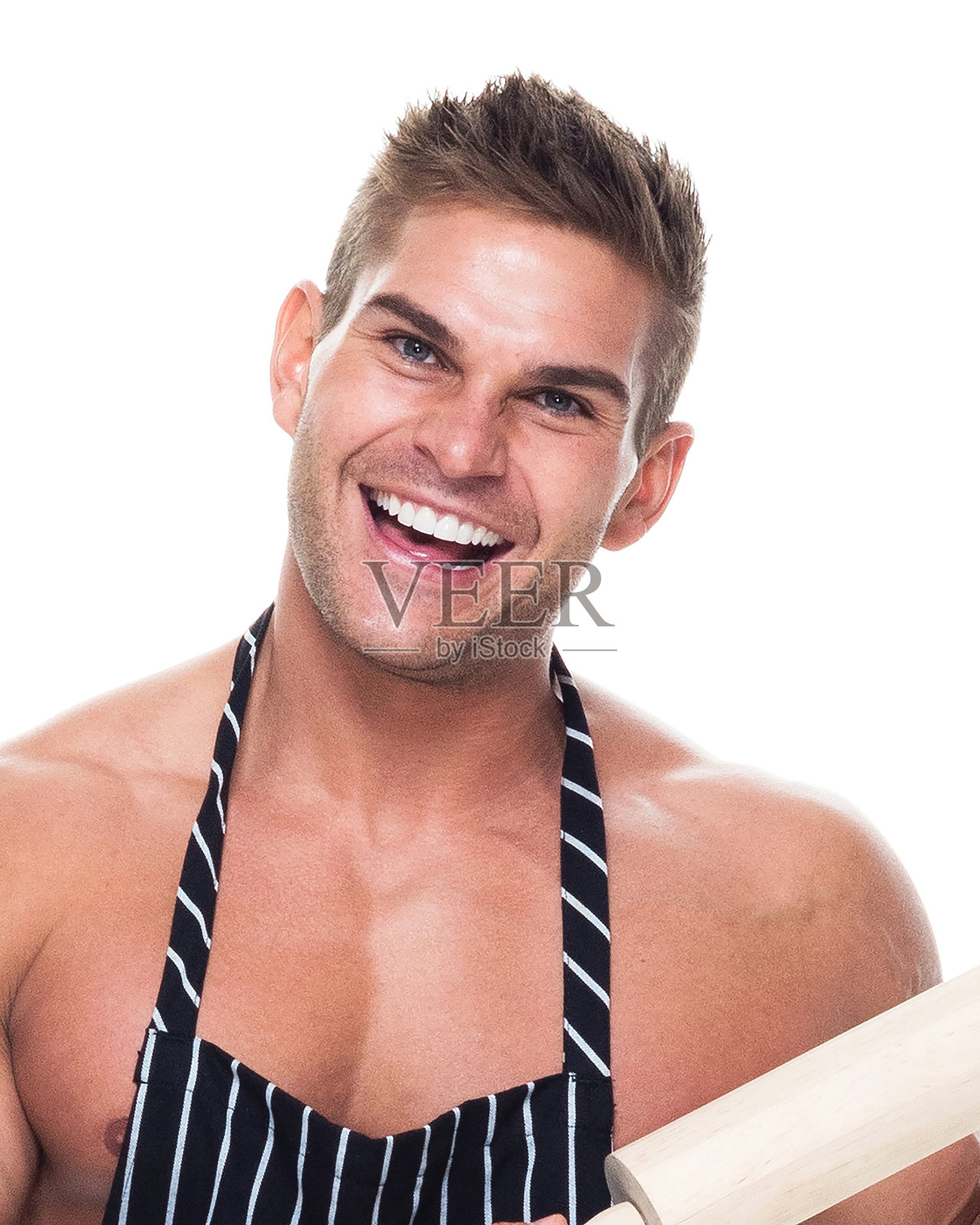 赤膊男厨师照片摄影图片