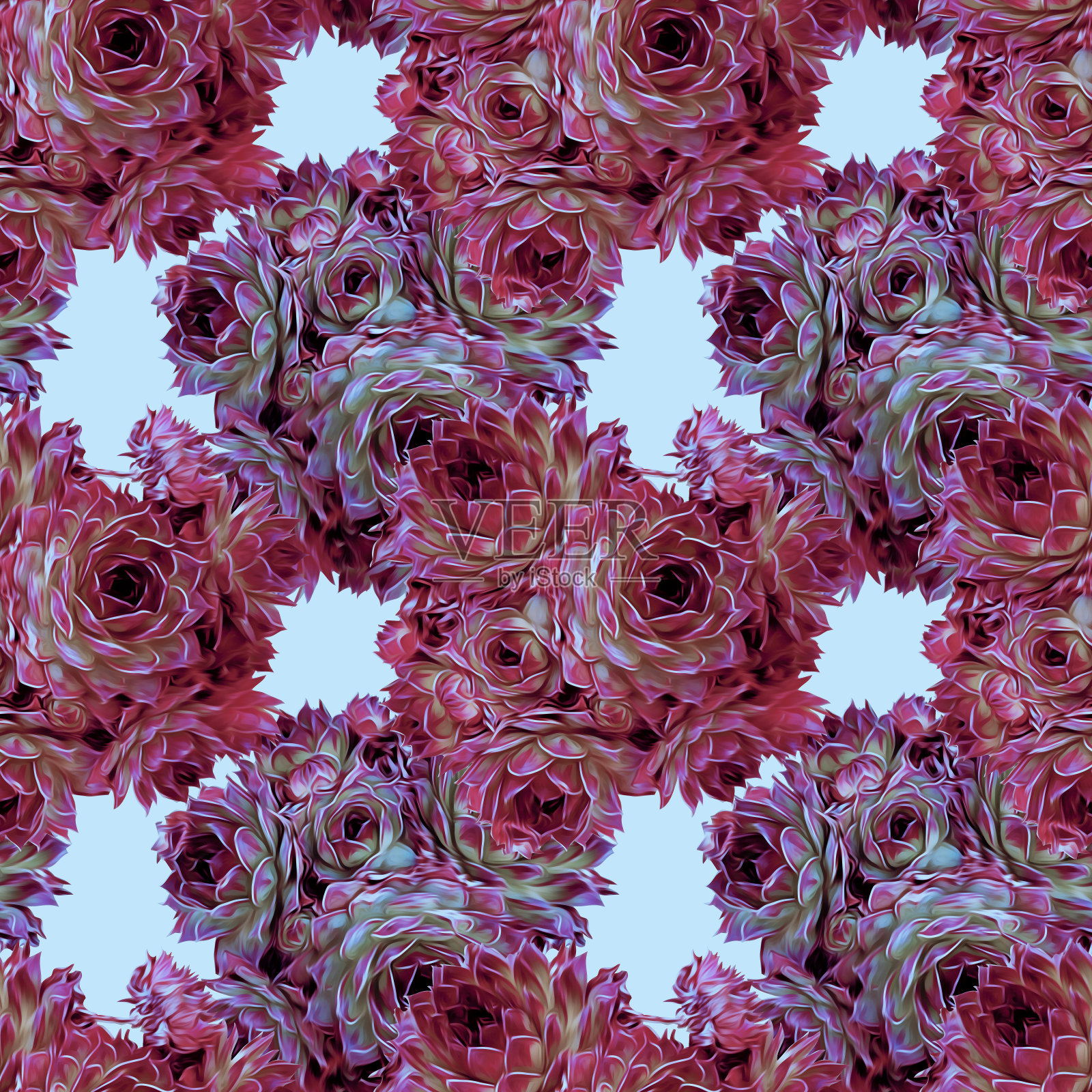 仙人掌无缝模式。插画图片素材