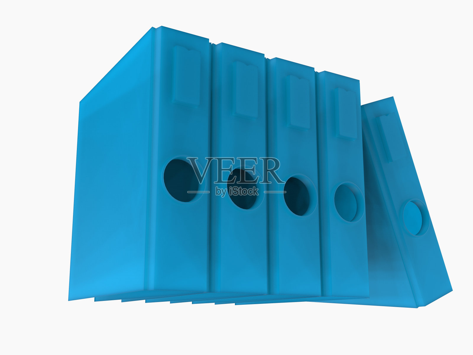 一组蓝色的环形活页3D渲染照片摄影图片