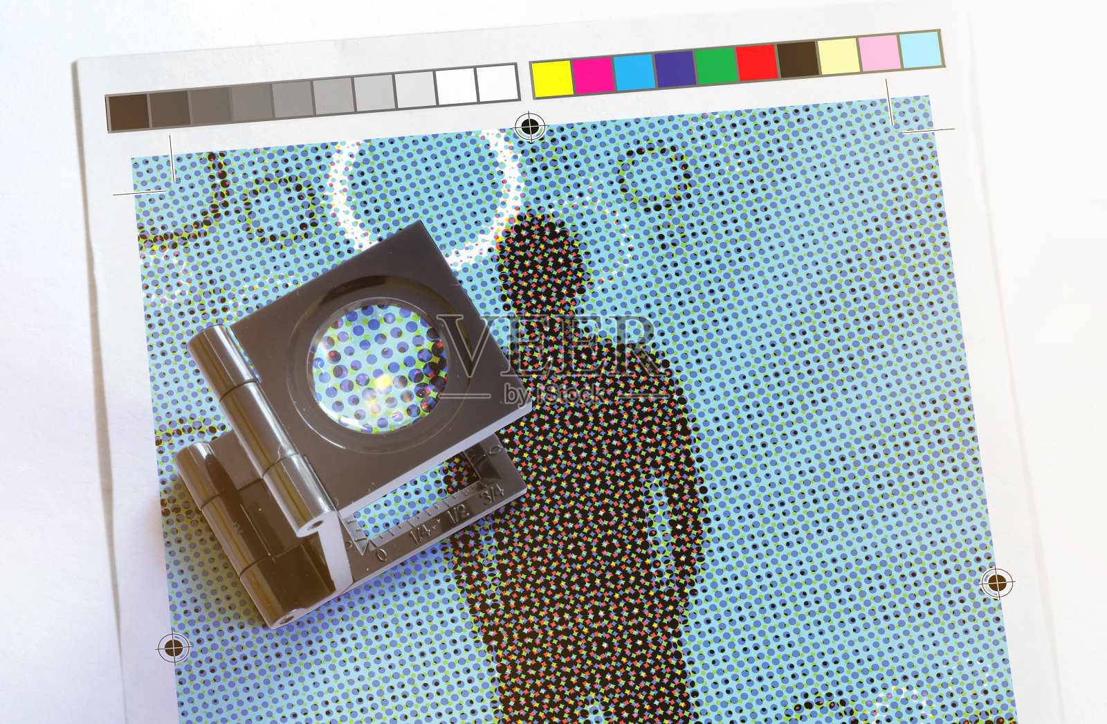 Weberglas，放大镜，放大镜，打印，彩色，lpi，分色，照片摄影图片