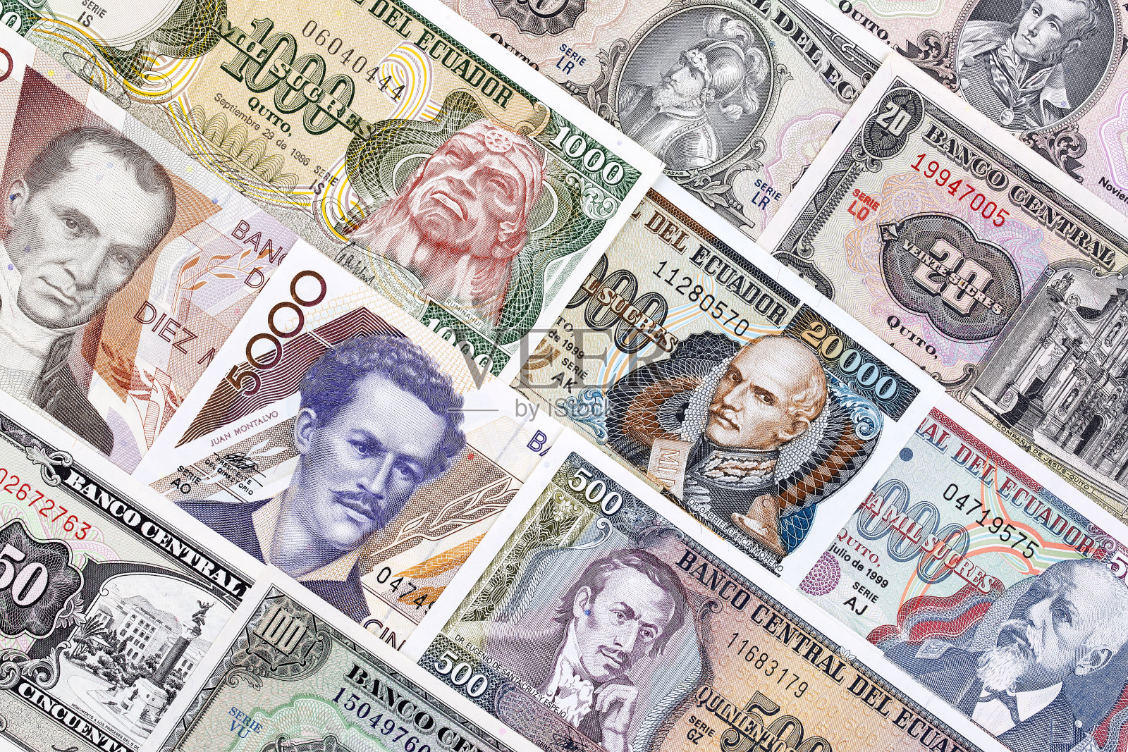 厄瓜多尔货币，背景照片摄影图片