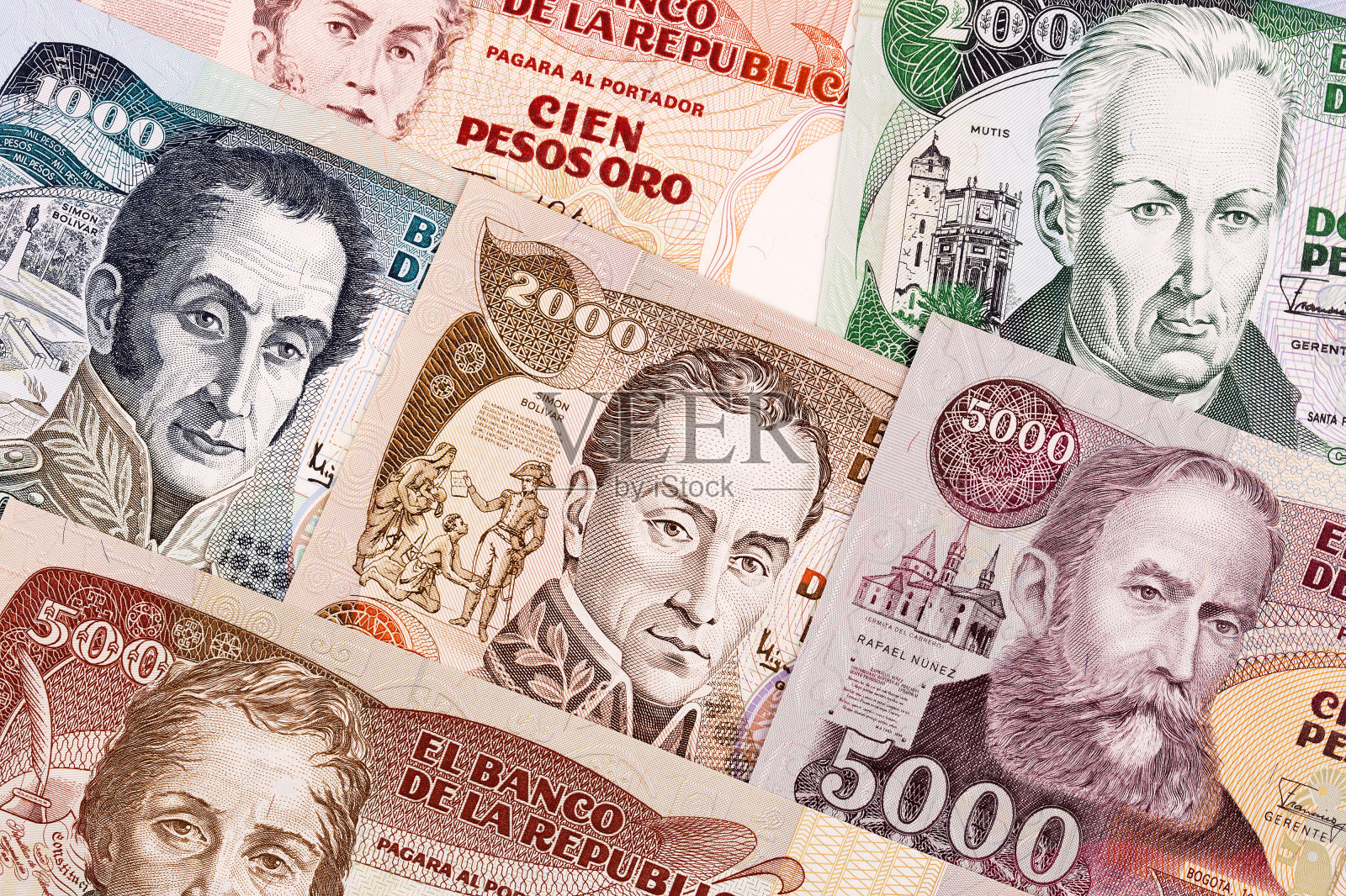 老哥伦比亚比索，背景照片摄影图片