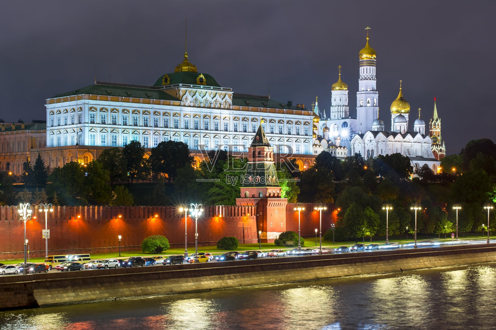莫斯科克里姆林宫的夜晚，俄罗斯照片摄影图片