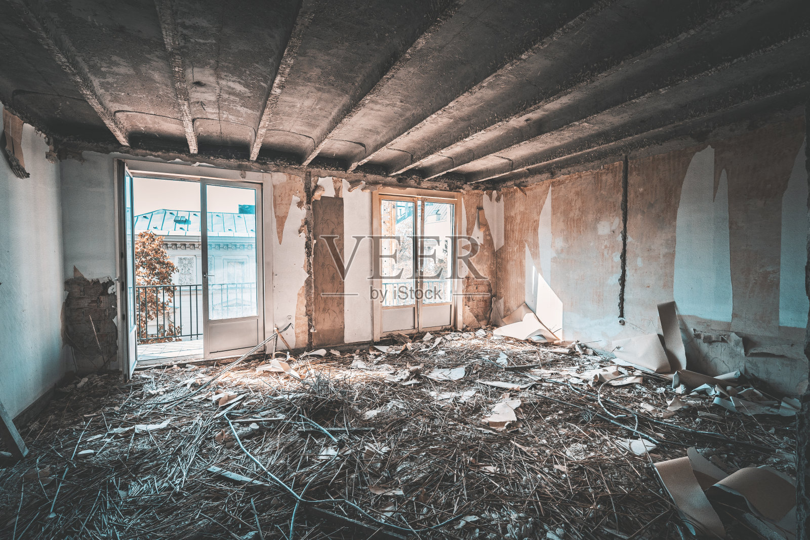 建筑工地拆卸公寓照片摄影图片