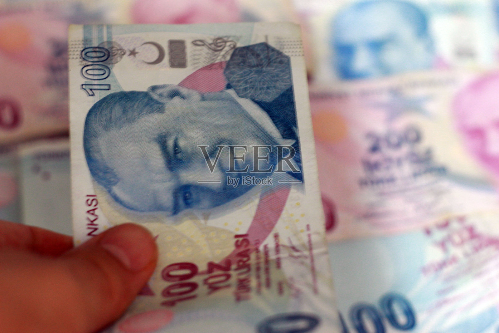 100年土耳其里拉照片摄影图片