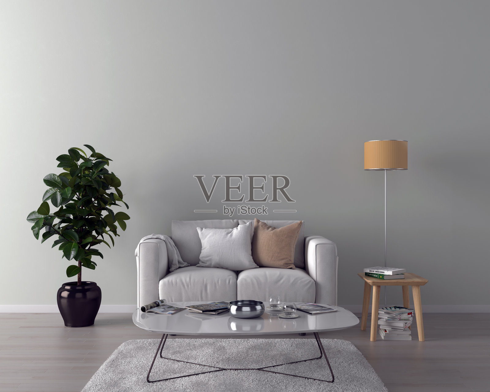 客厅内部-空墙背景照片摄影图片