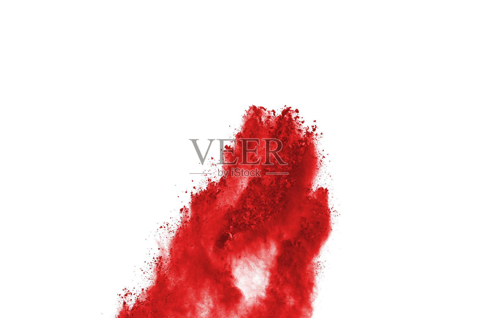 冻结运动红色粉末爆炸，孤立在白色背景。红尘云的抽象设计。粒子爆炸屏幕保护程序，壁纸照片摄影图片