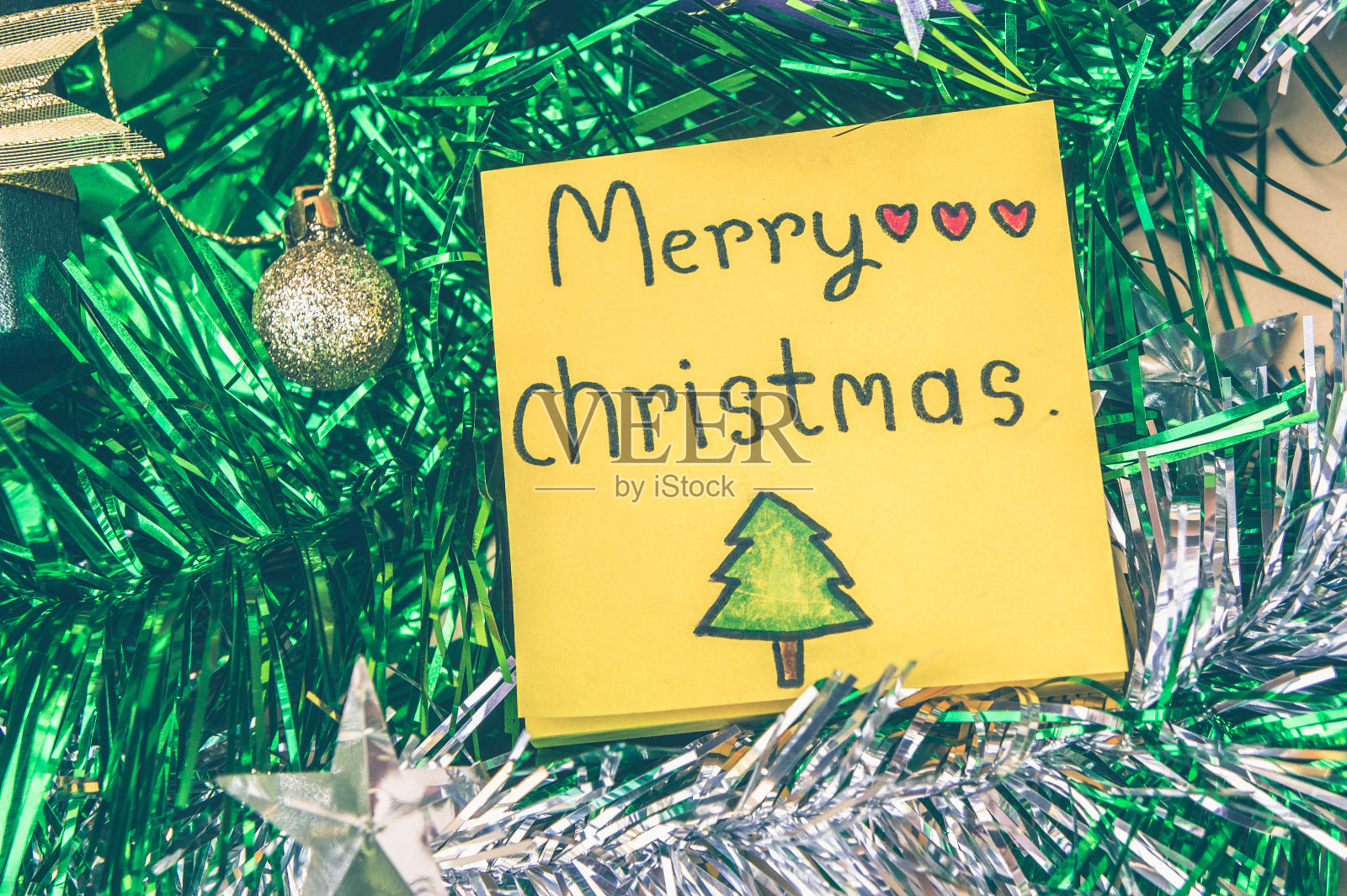 圣诞背景和纸注意快乐圣诞装饰的背景照片摄影图片