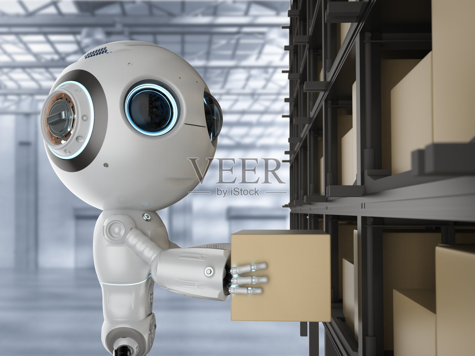 带盒子的迷你机器人照片摄影图片