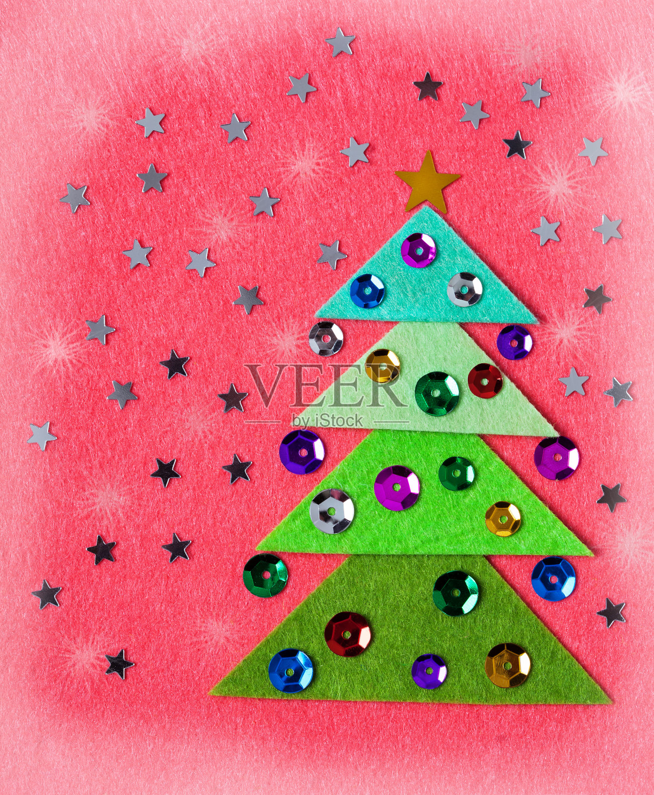 毛毡圣诞卡，DIY创意照片摄影图片