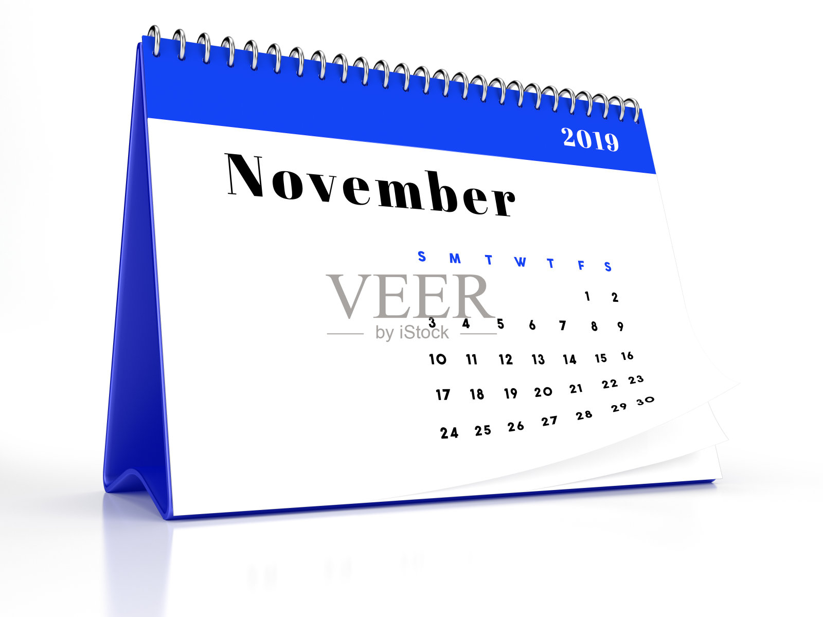 2019年11月白色背景桌面日历照片摄影图片