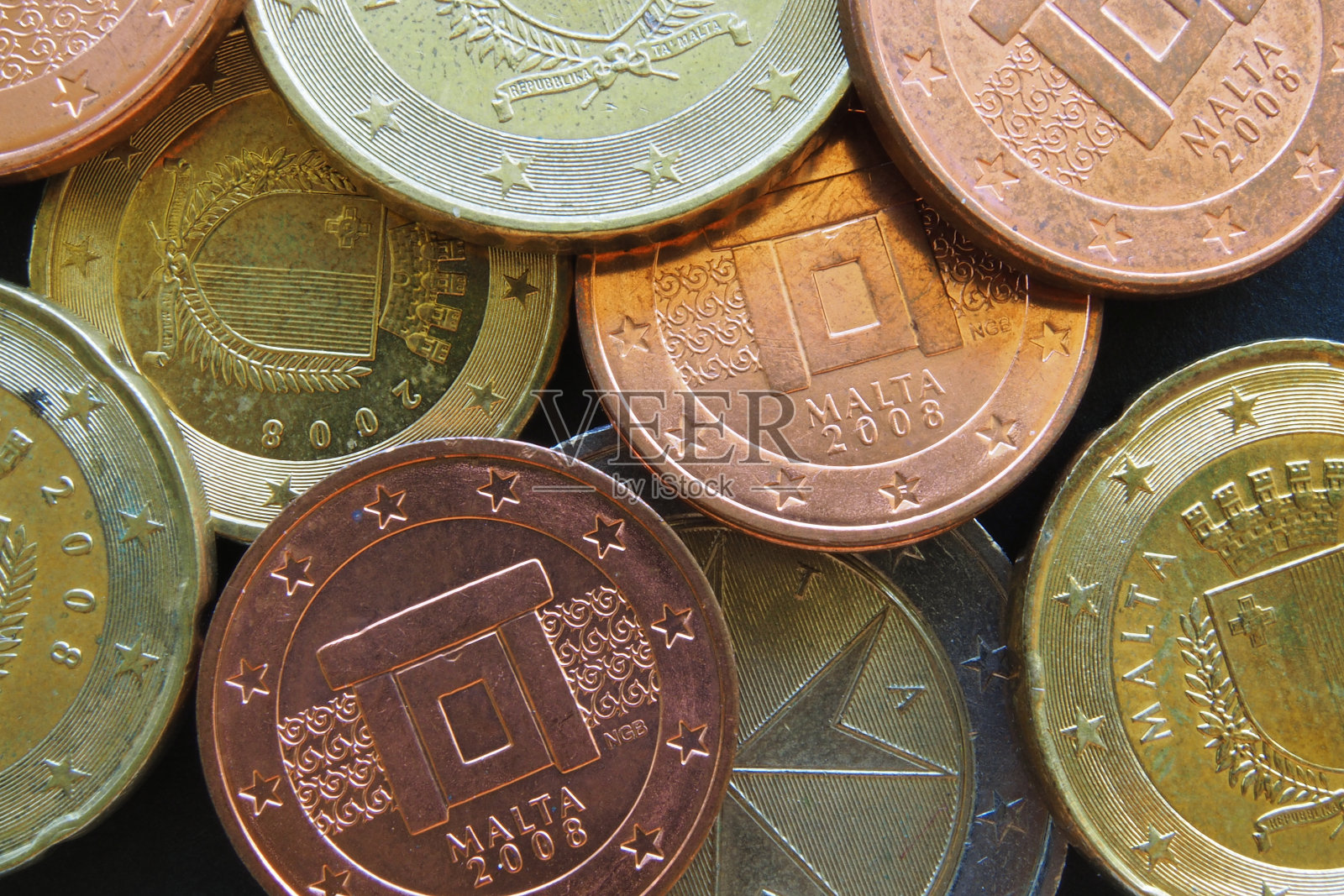马耳他的欧元硬币照片摄影图片