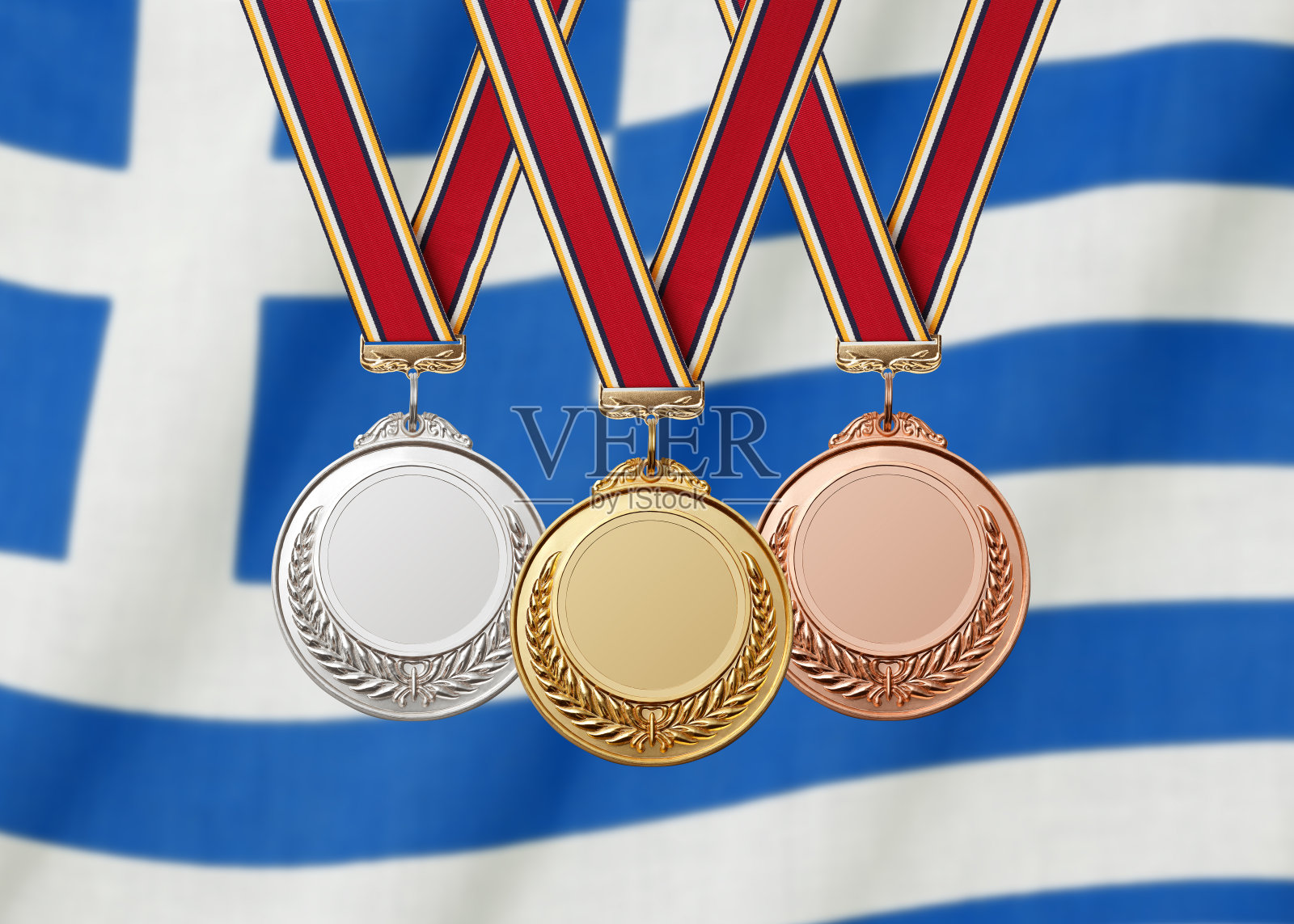 国旗上的金，银，铜照片摄影图片