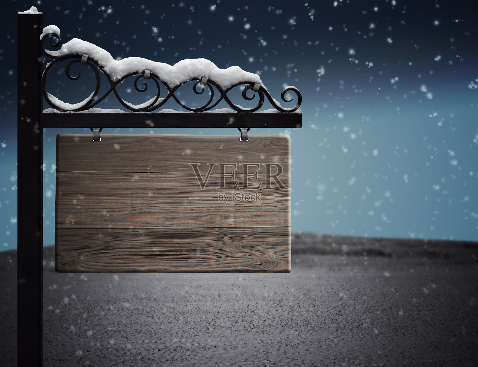 乡野盾锻铁匠雪风化夜照片摄影图片