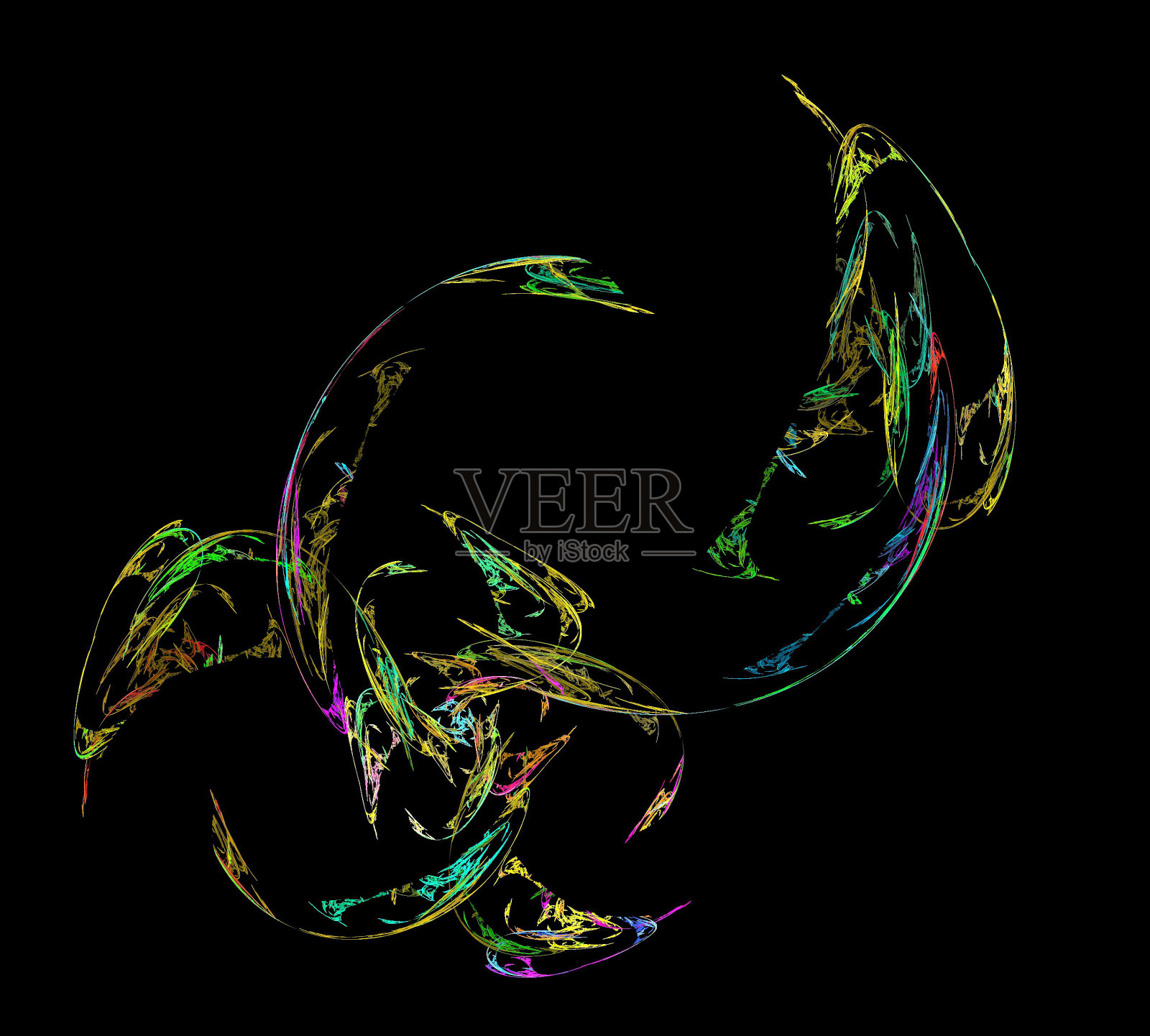 一个数字分形在黑色上的图像照片摄影图片