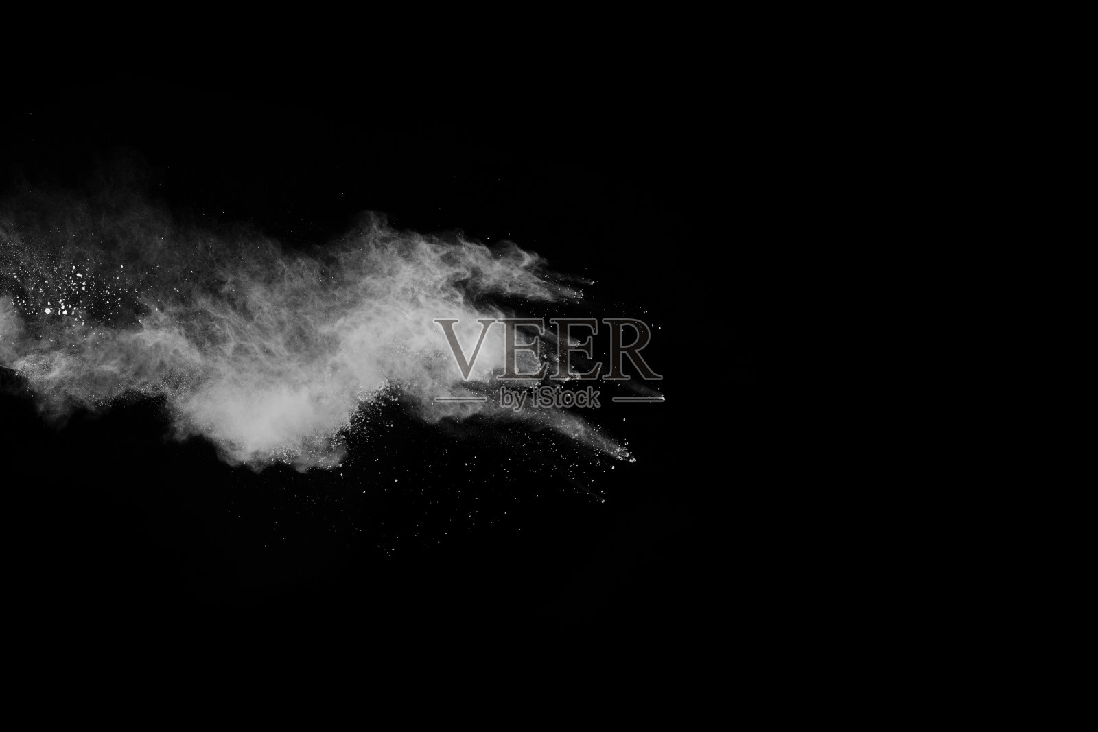 白色背景上白色粉末爆炸。彩色的云。色彩斑斓的粉尘爆炸。油漆胡里节。照片摄影图片