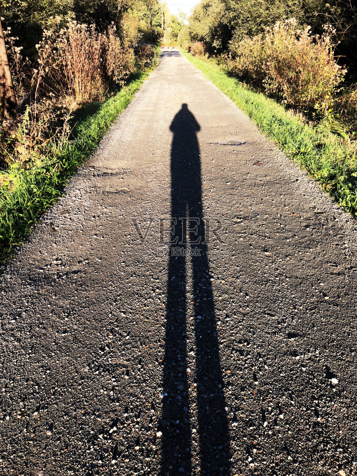 路上有两条人腿的影子照片摄影图片