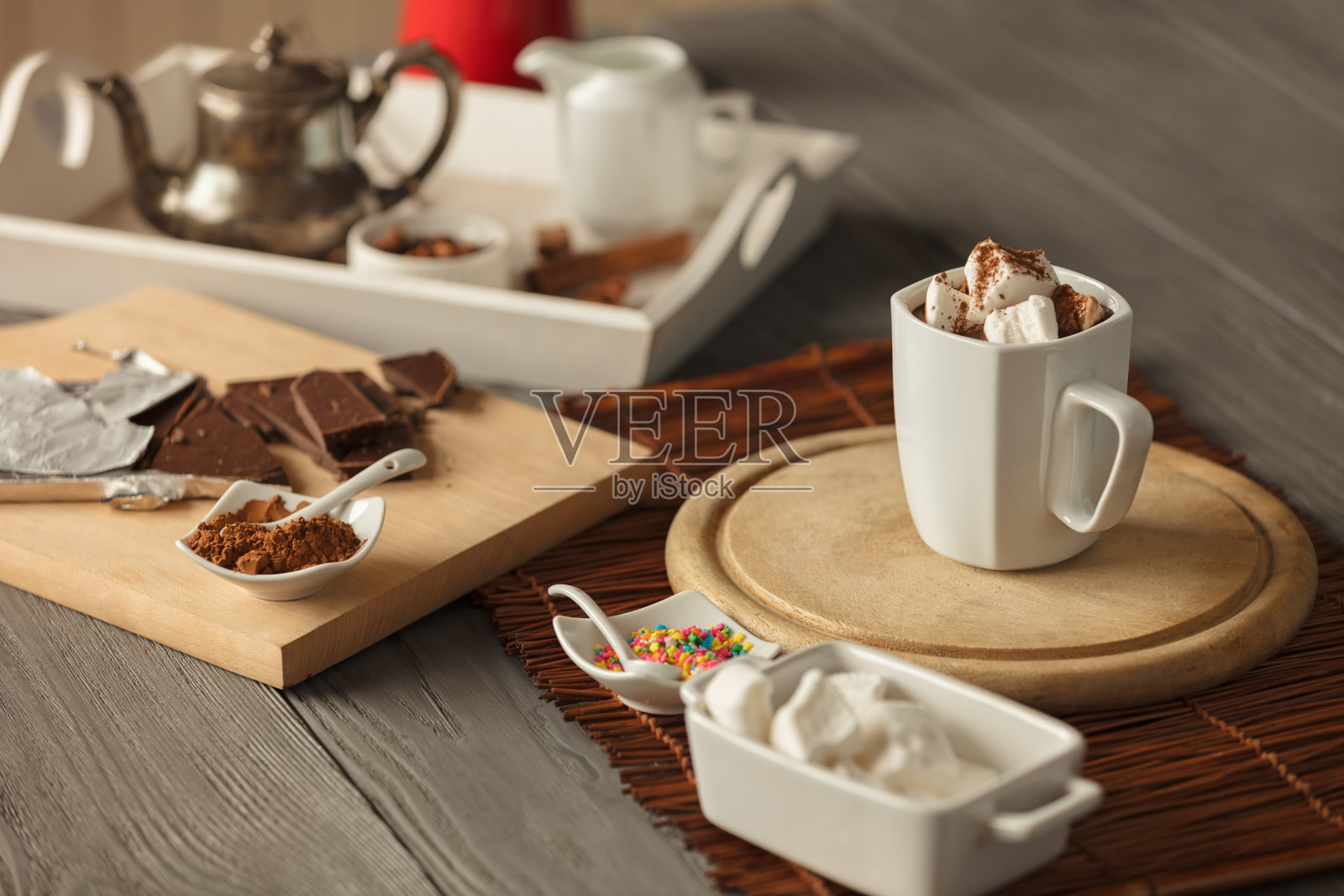 一杯棉花糖热巧克力照片摄影图片