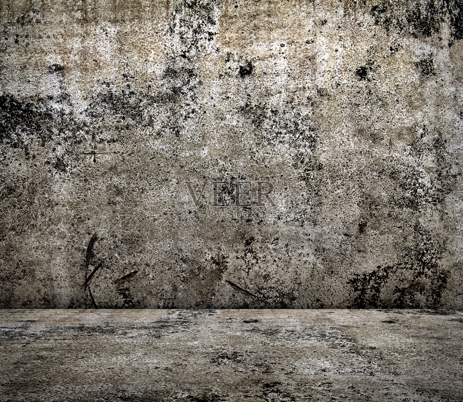 垃圾风格的混凝土房间，城市背景照片摄影图片