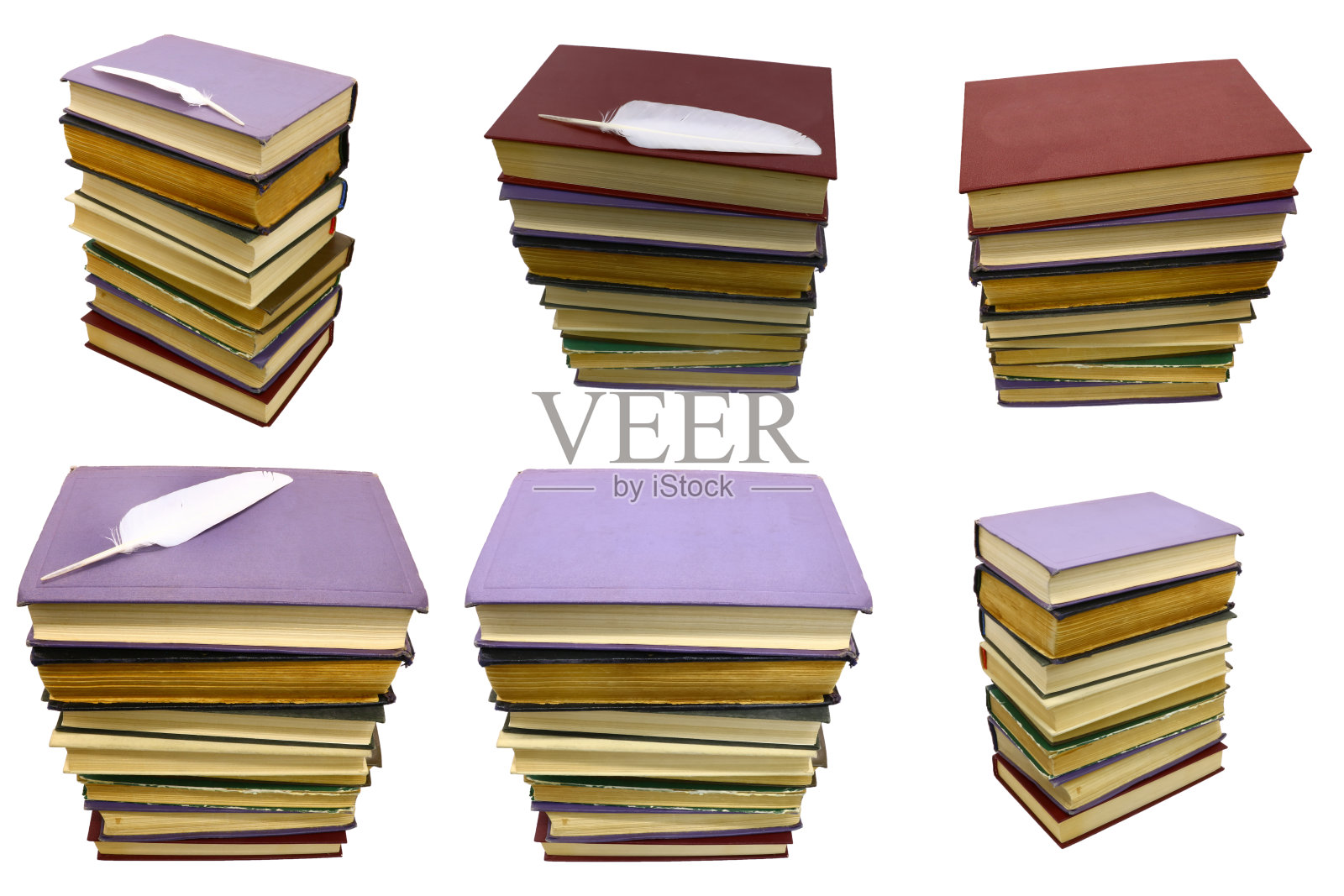 套叠旧精装书，孤立照片摄影图片