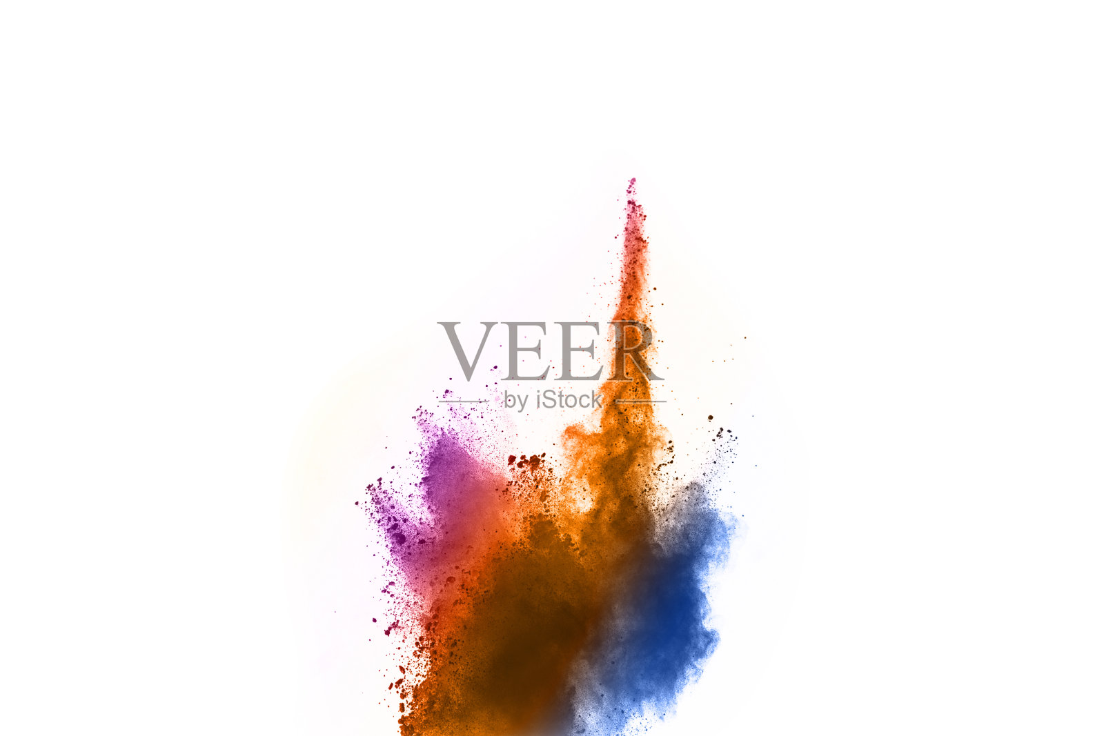 摘要粉末溅射背景。彩色粉末在白色背景上爆炸。彩色的云。色彩斑斓的粉尘爆炸。油漆胡里节。照片摄影图片