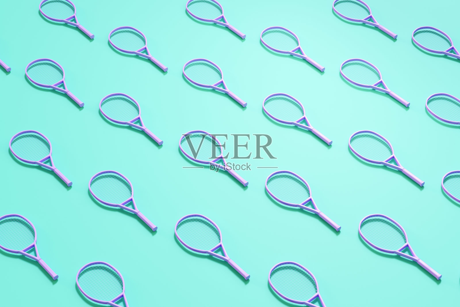 生动的彩色3d渲染网球拍背景。照片摄影图片