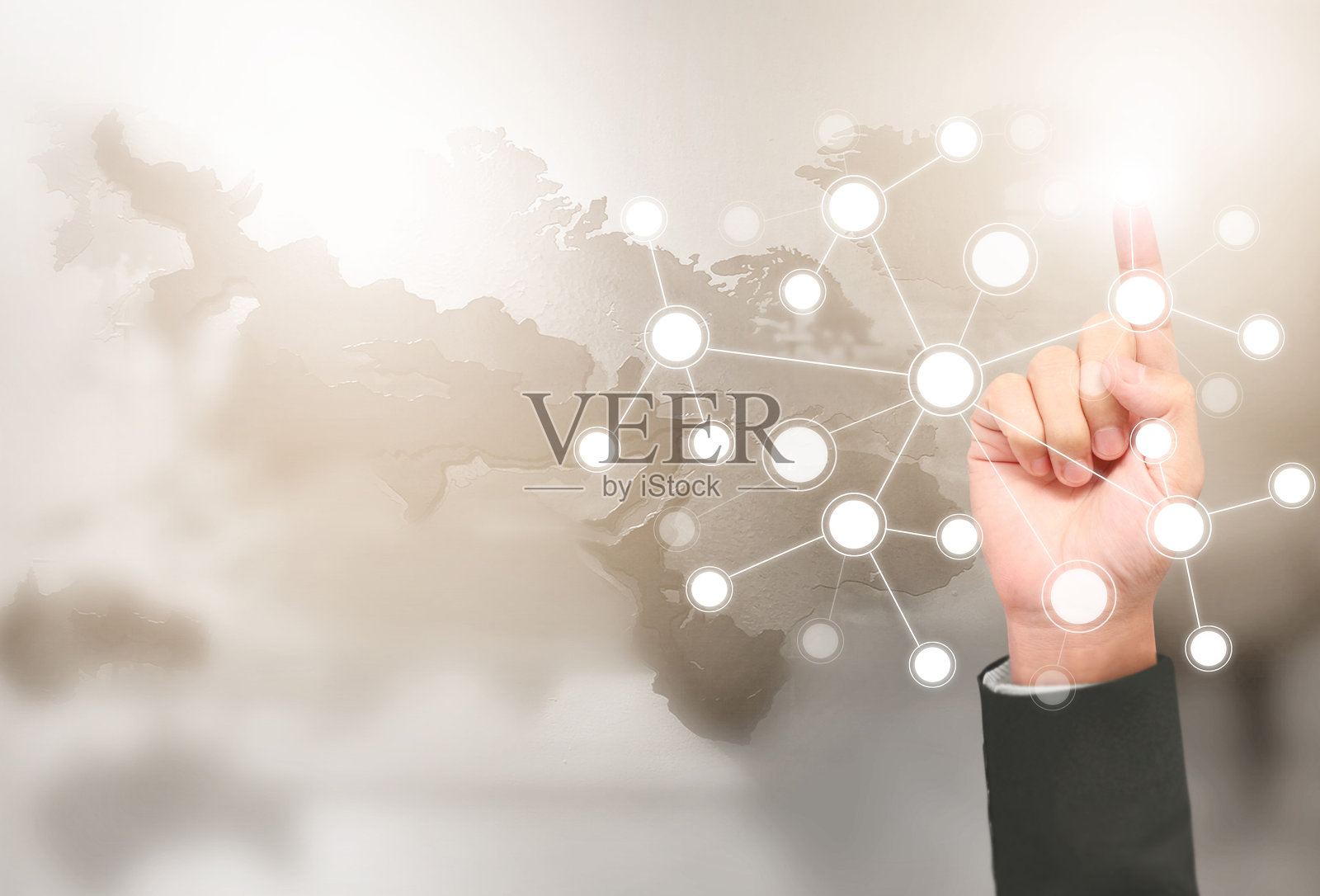 商家手触网络连接照片摄影图片