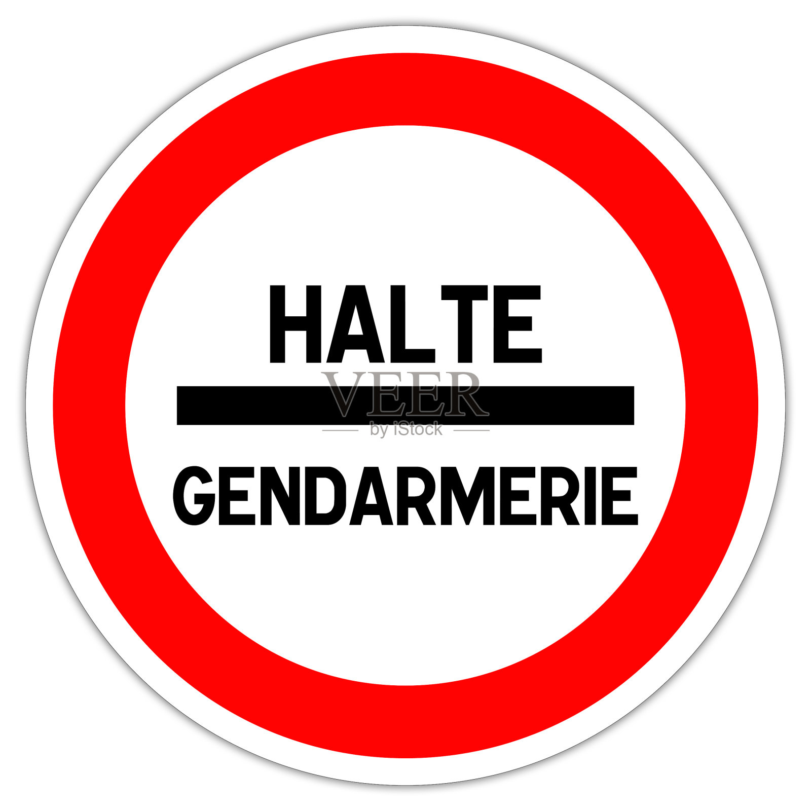 法国边境的公路标志：海关停止 - 通行费停止 - 护照检查插画图片素材