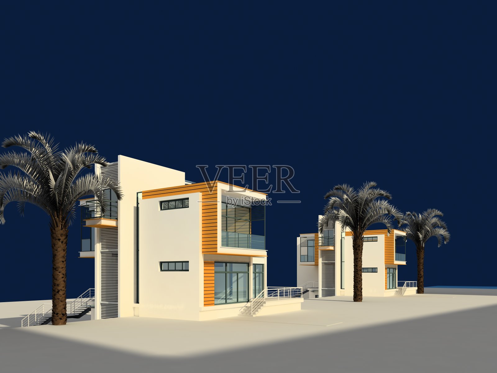 村庄房子的3d渲染照片摄影图片