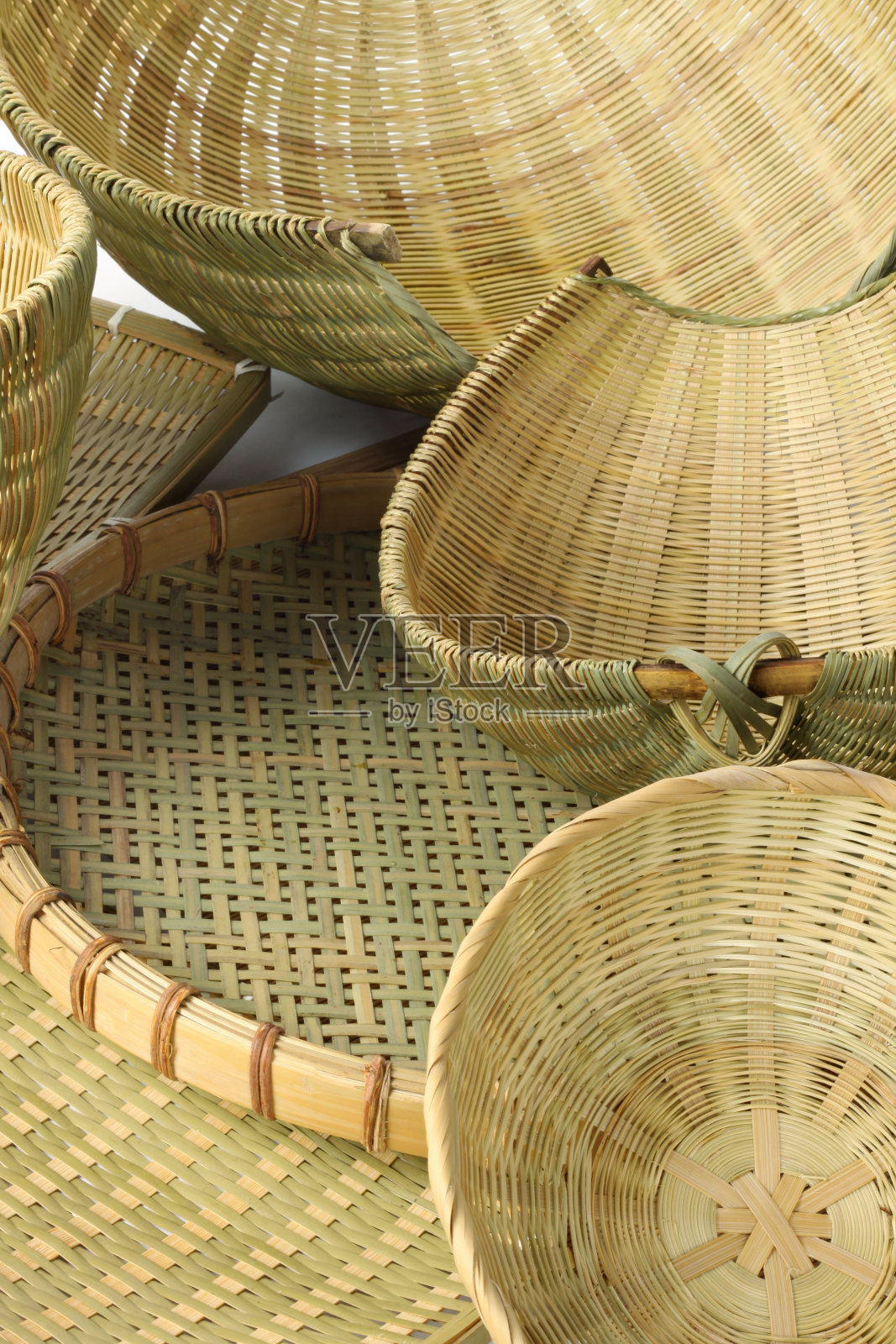 空篮子设置孤立的白色背景照片摄影图片