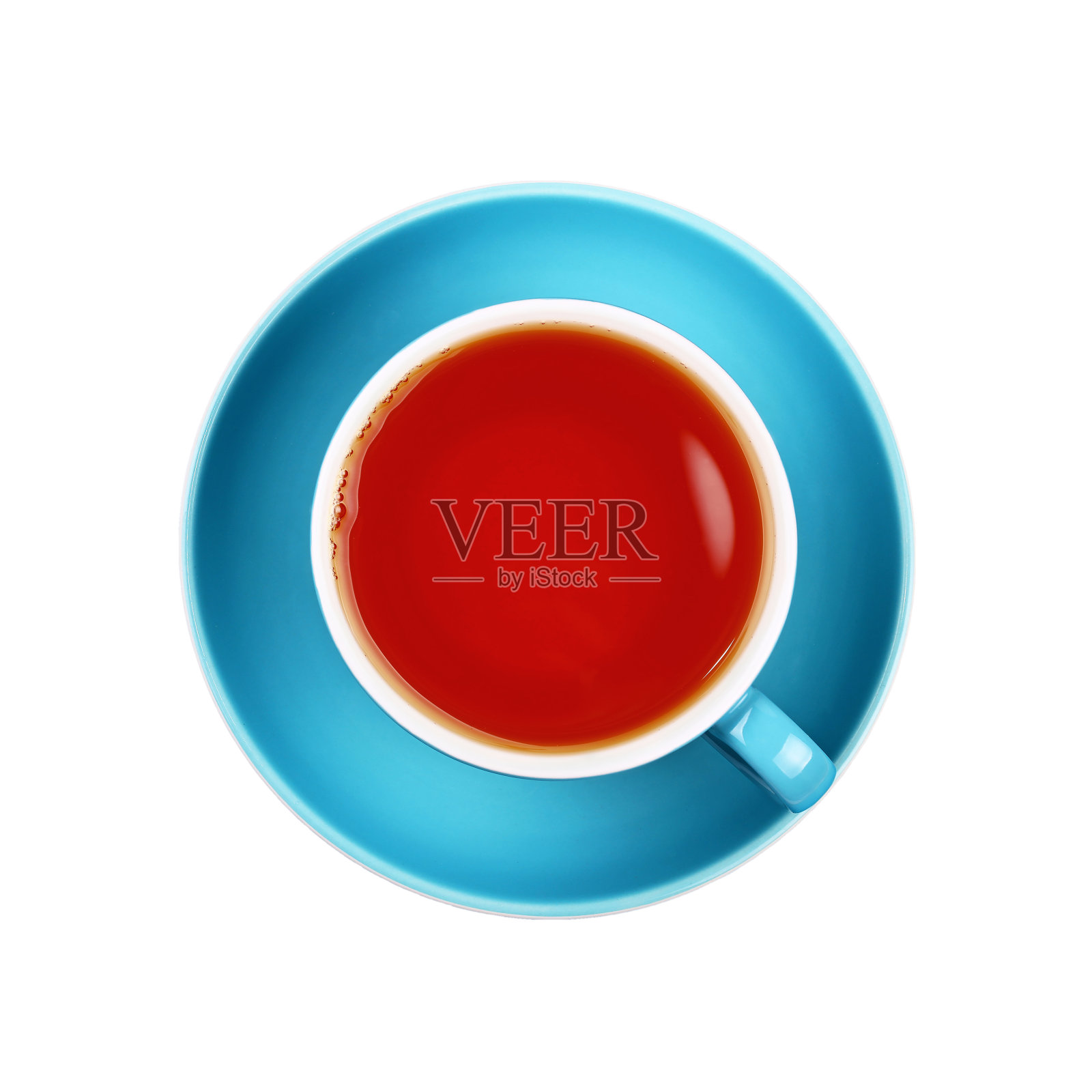 蓝色杯子里的满满红茶特写照片摄影图片