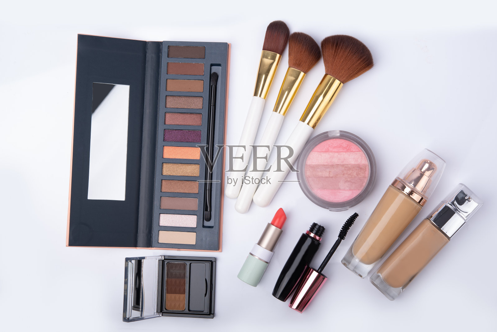 化妆产品与化妆品在光的背景照片摄影图片