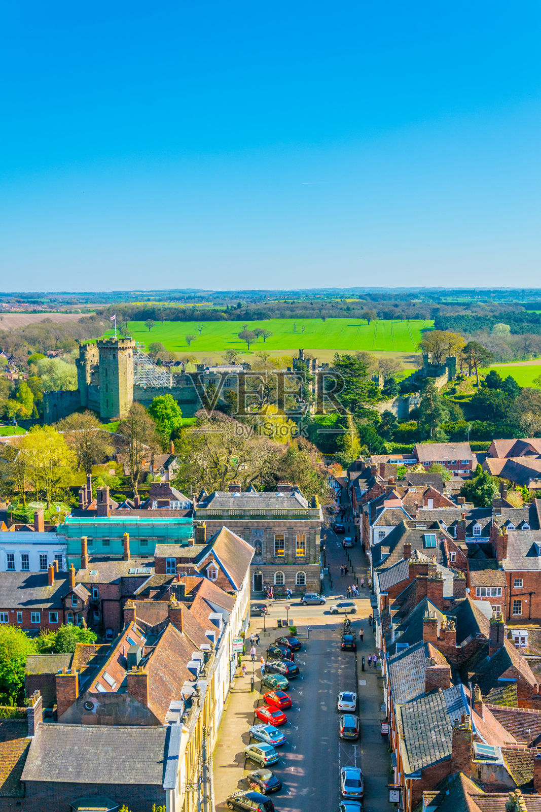 英国沃里克城堡鸟瞰图照片摄影图片
