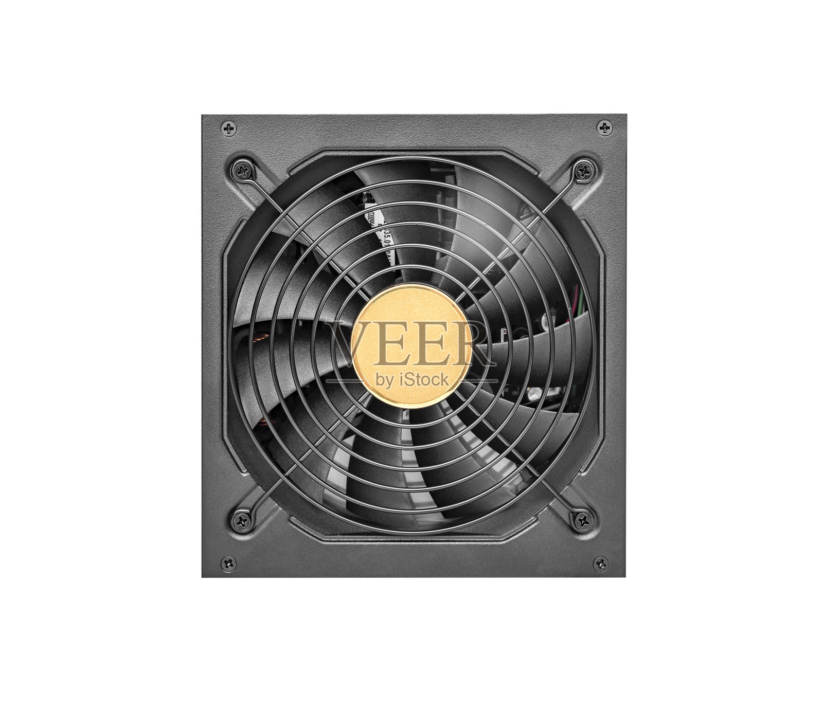 计算机电源隔离在白色背景。照片摄影图片