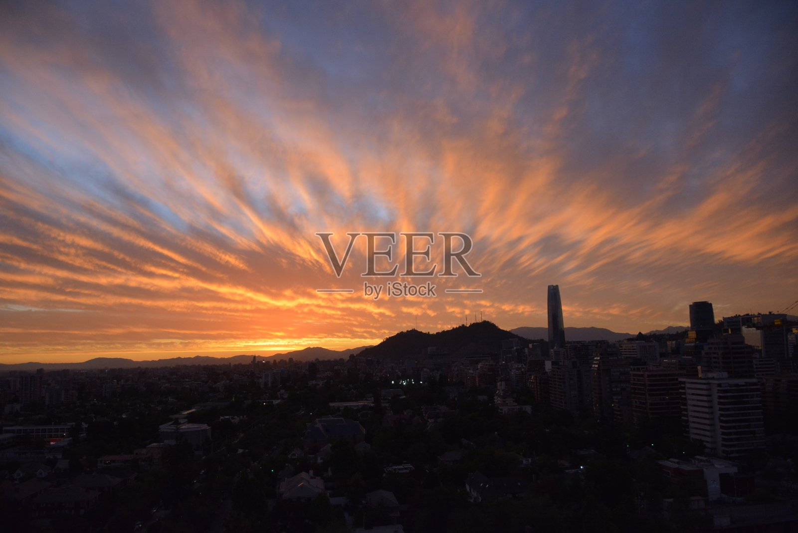 晚霞和城市景观照片摄影图片