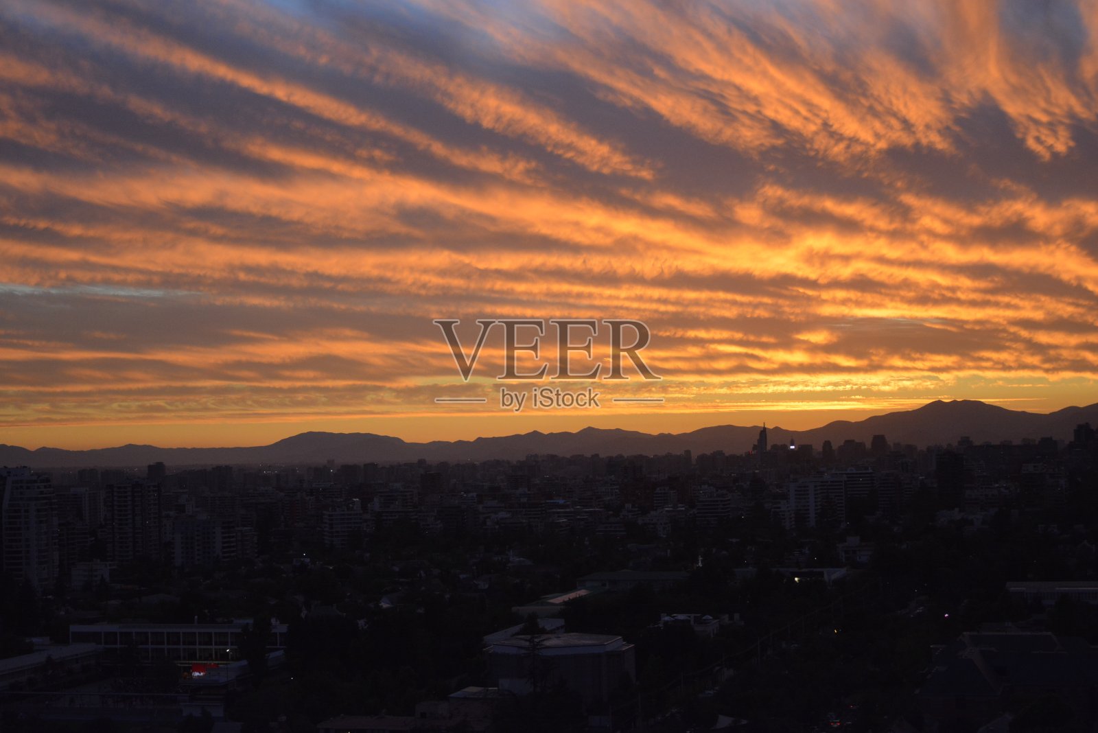 晚霞和城市景观照片摄影图片