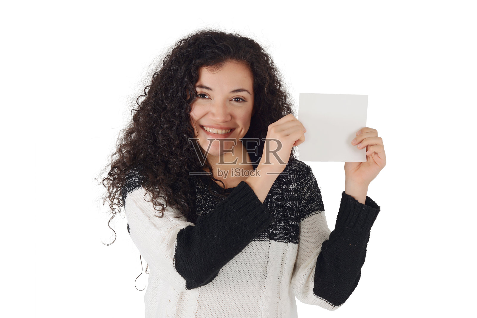 年轻女子展示拷贝空间。照片摄影图片