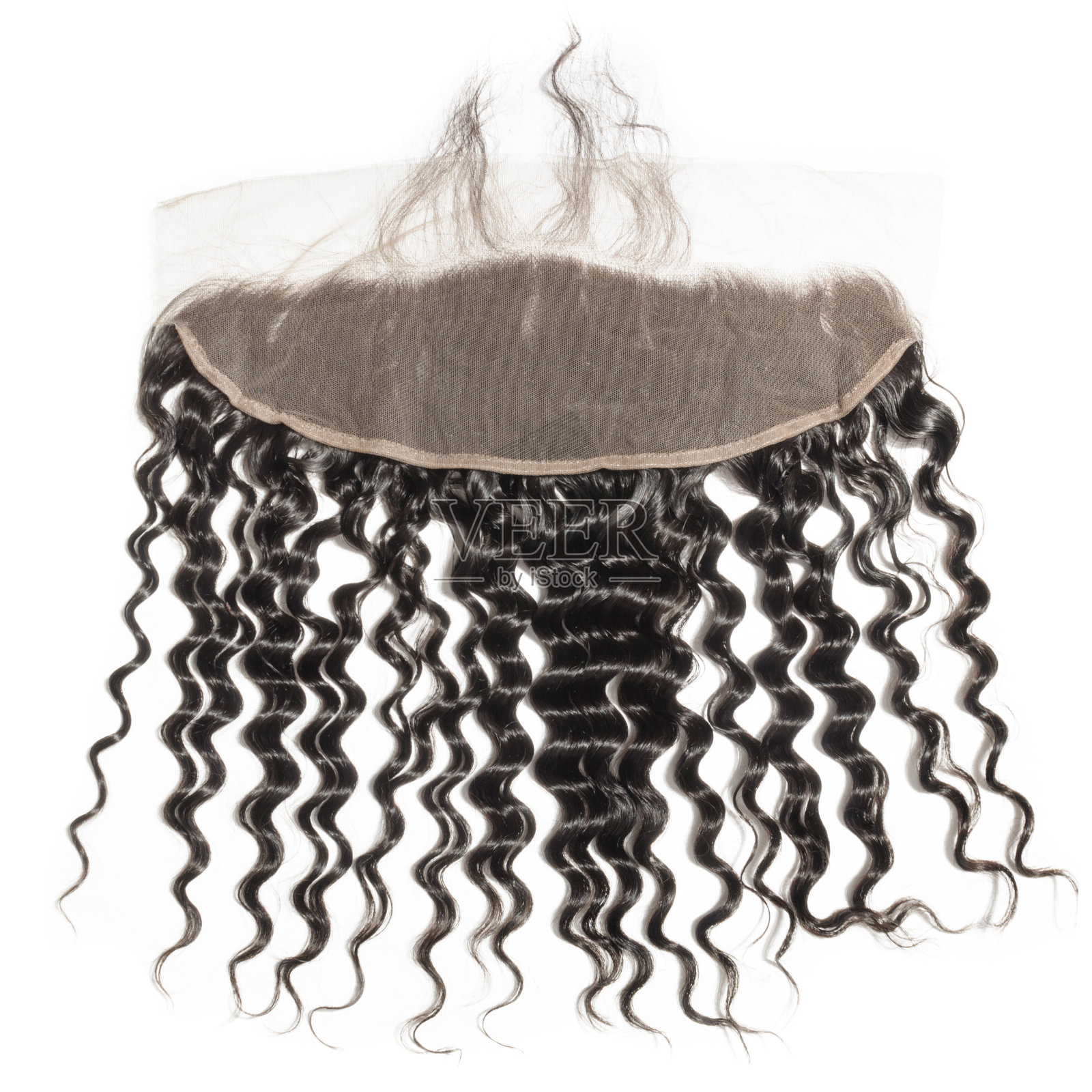 深波浪黑色人类头发编织延伸花边关闭照片摄影图片