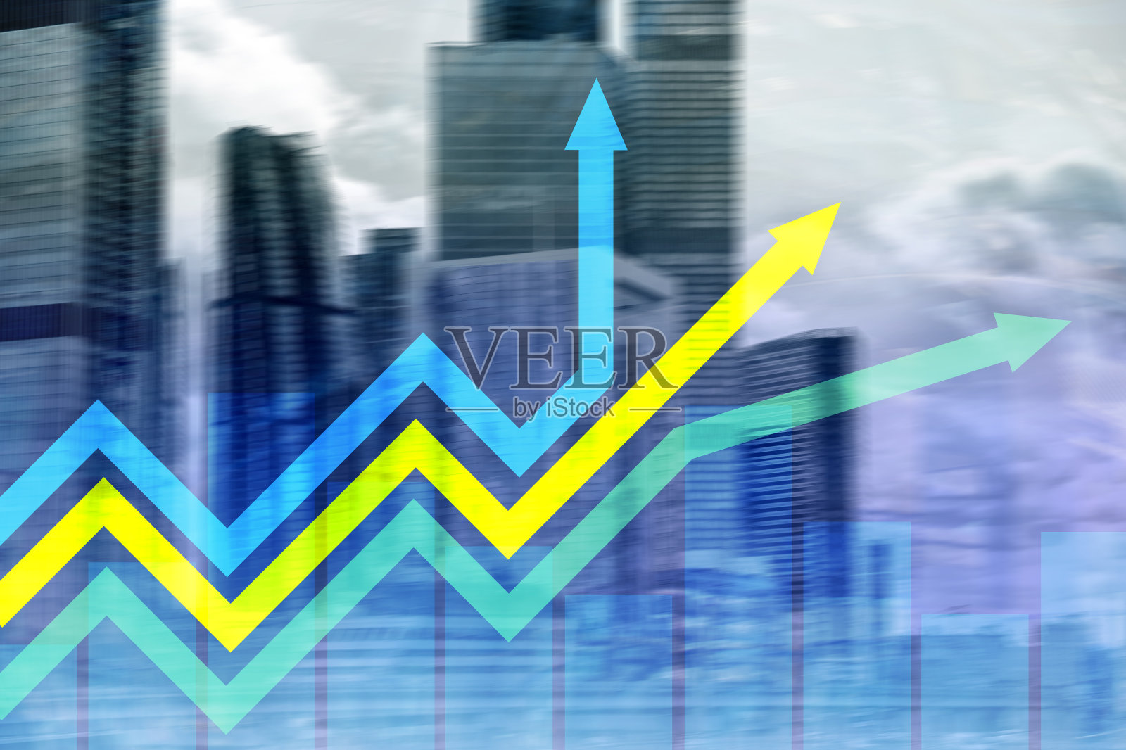 金融增长箭头图。投资和贸易概念。照片摄影图片