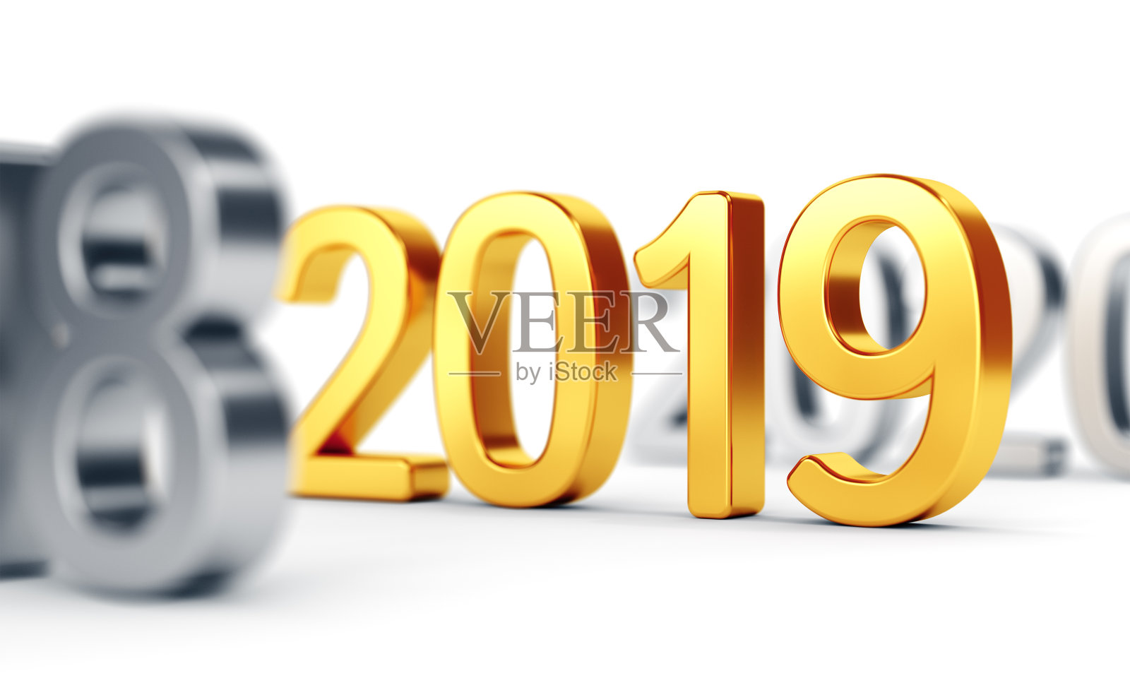 金色数字2019白色。新年的概念照片摄影图片
