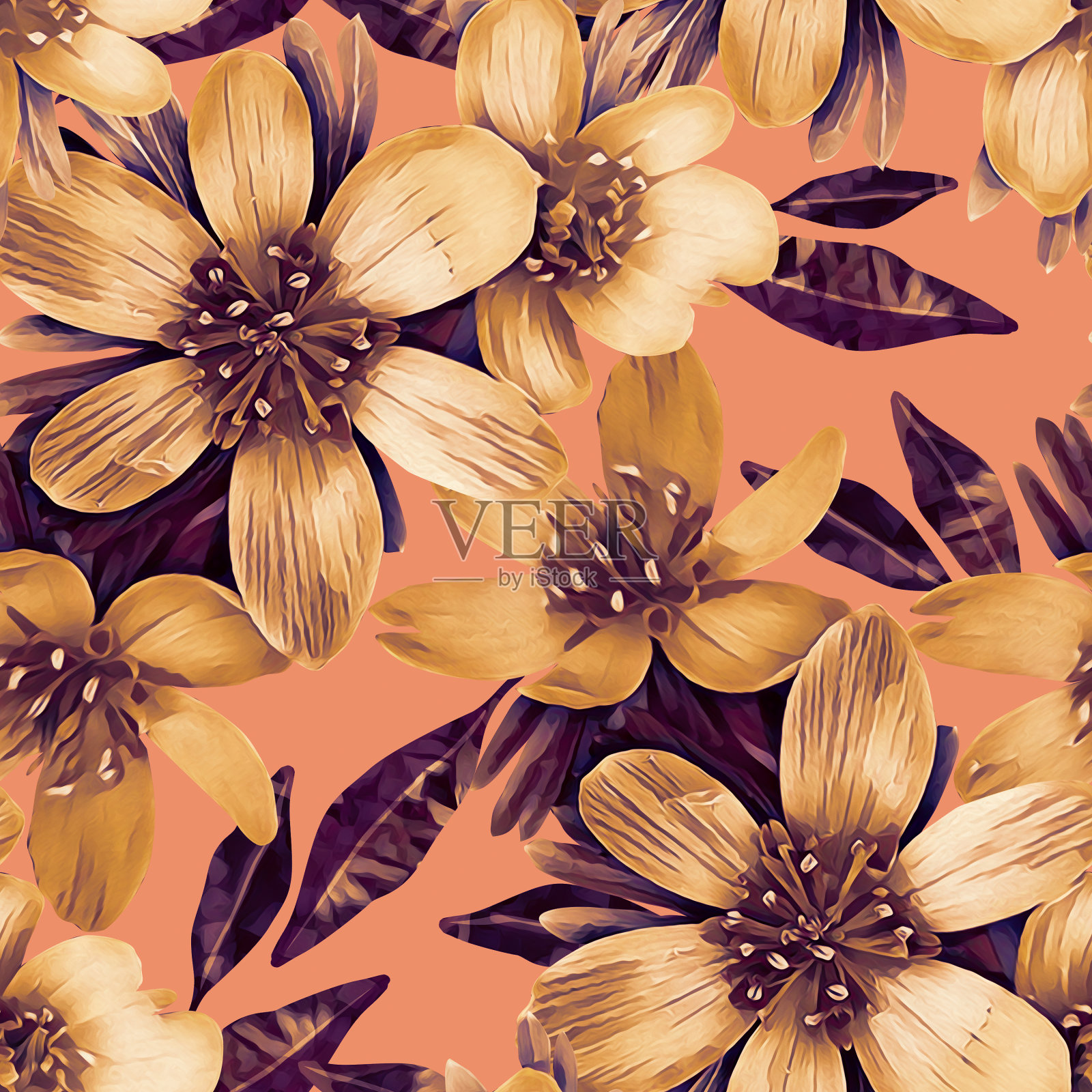 花卉无缝模式插画图片素材